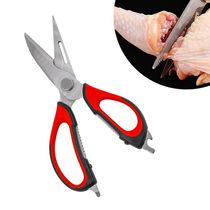 Tesoura Culinaria Para Casa Cozinha Corta Desossa Limpa Peixe Carne Frango 6 Em 1 Vermelho