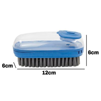 Escova Lava Louça Dispenser De Detergente Limpeza Cozinha Lavanderia Azul