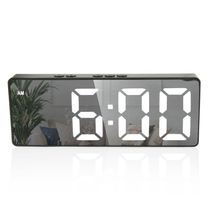 Relogio Despertador Digital Led Usb Pilha Portatil Alarme Cabeceira Preto