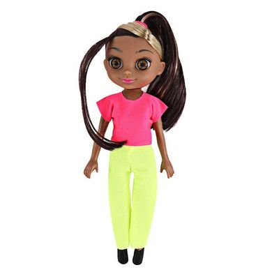 Boneca Violet Negra 30cm Com Acessórios Como Pente Espelho E Prendedores De Cabelo