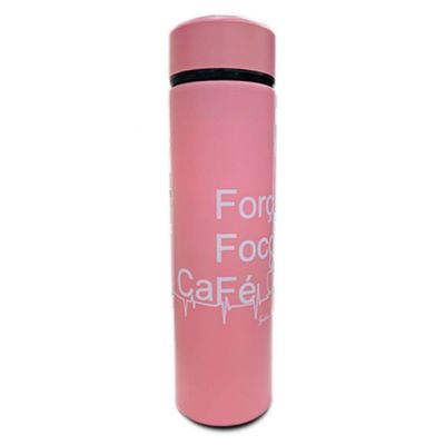 Garrafa Termometro Termica Inox Display Led A Vacuo Rosa