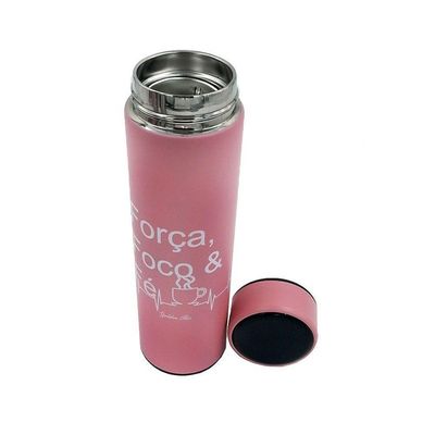 Garrafa Termometro Termica Inox Display Led A Vacuo Rosa