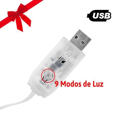 Led Pisca Linha Com 10 Metros 100 Lampadas 9 Modos Rgb Usb Controla Por App Natal Ano Novo