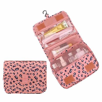 Necessaire Em Nylon Organizadora Higiene Para Viagem Cor:onça Rosa