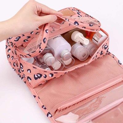 Necessaire Em Nylon Organizadora Higiene Para Viagem Cor:onça Rosa