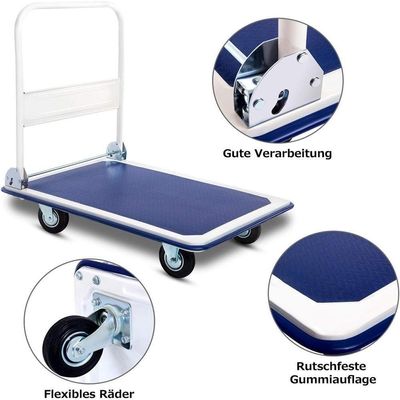Carrinho Carga Plataforma 150kg 4 Rodas Reforçada Dobrável