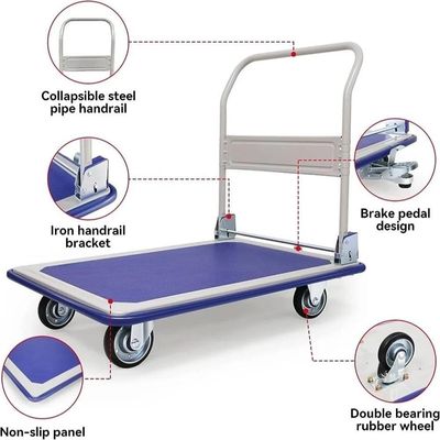 Carrinho Carga Plataforma 150kg 4 Rodas Reforçada Dobrável