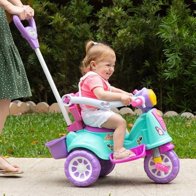 Triciclo Infantil De Passeio E Pedal Andador Avespa Pink