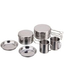 Kit Panelas Inox 8 Peças Para Camping E Acampamento Outdoor