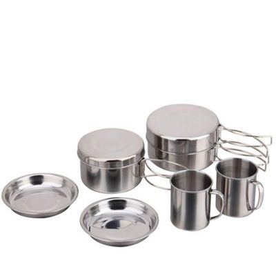 Kit Panelas Inox 8 Peças Para Camping E Acampamento Outdoor