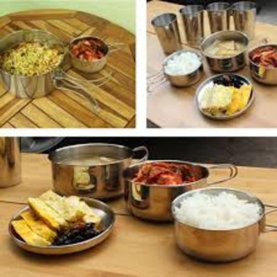 Kit Panelas Inox 8 Peças Para Camping E Acampamento Outdoor