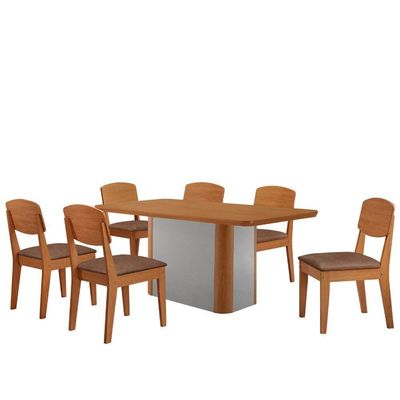 Mesa De Jantar Isadora 180cm Tampo Mdf Laminado Tork Naturale Off White