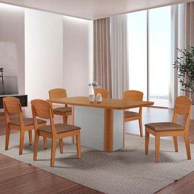 Mesa De Jantar Isadora 180cm Tampo Mdf Laminado Tork Naturale Off White