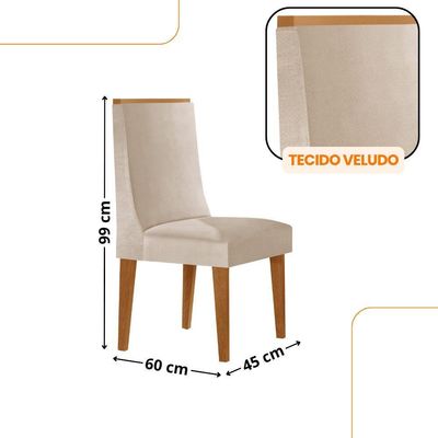 Mesa De Jantar Isadora 120cm Tampo Mdf Laminado Veludo Creme Naturale Off White