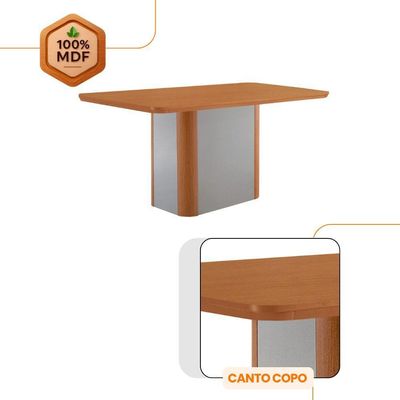 Mesa De Jantar Isadora 120cm Tampo Mdf Laminado Veludo Creme Naturale Off White
