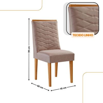 Mesa De Jantar Isadora 180cm Tampo Mdf Laminado Linho Capuccino Naturale Off White