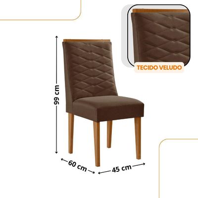 Mesa De Jantar Isadora 180cm Tampo Mdf Laminado Veludo Marrom Naturale Off White