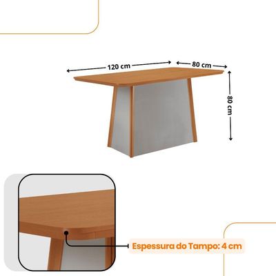 Mesa Jantar Diane 120cm Tampo Mdf Lam 4 Cadeiras Copper Pre Moderna Veludo Creme Naturale Off White