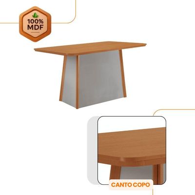Mesa Jantar Diane 120cm Tampo Mdf Lam 4 Cadeiras Copper Pre Moderna Veludo Creme Naturale Off White