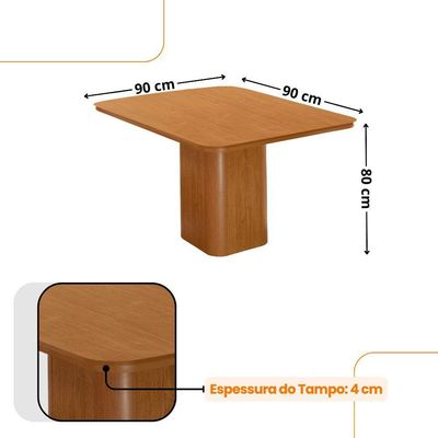 Mesa De Jantar Eloise 90cm Tampo Mdf Canto Copo Moderna Naturalle