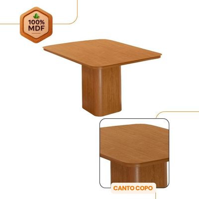 Mesa De Jantar Eloise 90cm Tampo Mdf Canto Copo Moderna Naturalle