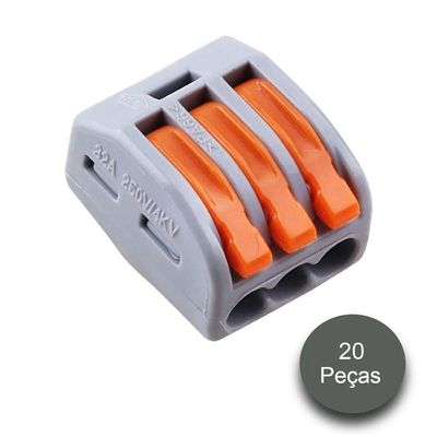 Kit Conector Tipo Borne De Emenda 3 Entradas 20 Peças
