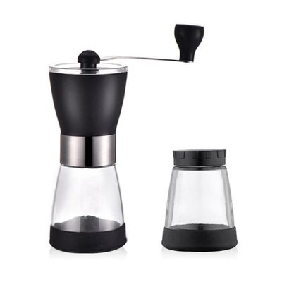 Moedor De Cafe Manual Inox Vidro Moinho Graos Mesa Vintage