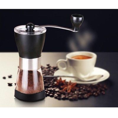 Moedor De Cafe Manual Inox Vidro Moinho Graos Mesa Vintage