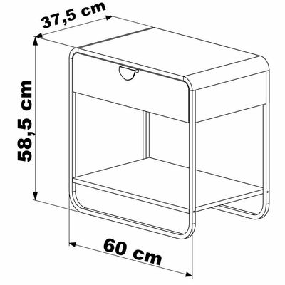 Mesa De Cabeceira 1 Gaveta Organica 60 Cm 28061 Artesano Hanover Dourado