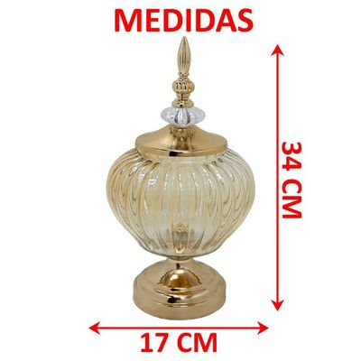 Bomboniere Pote Decorativo Em Bronze Vidro Biscoitos E Doces