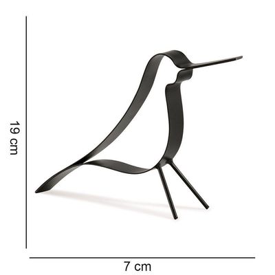 Enfeite Decorativo pássaro em Metal Preto 19x7cm