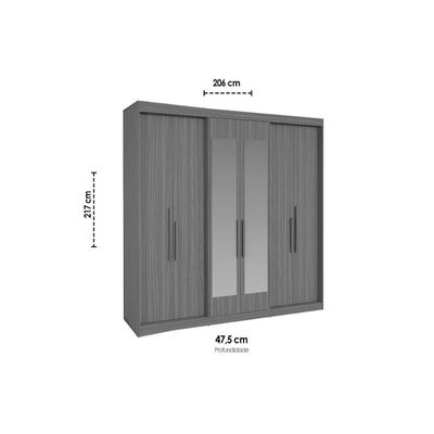 Guarda Roupa Casal 6 Portas (2 c/ Espelho) e 4 Gavetas PH 18041 Carvalho/Off White - Herval