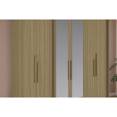 Guarda Roupa Casal 6 Portas (2 c/ Espelho) e 4 Gavetas PH 18041 Carvalho/Off White - Herval