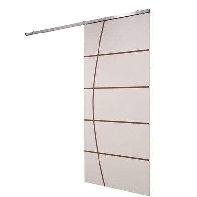 Porta De Correr Branco Prime Frisada Kit Alumínio F01 - 210x100