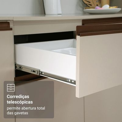 Armário De Cozinha Completa 260 Cm Suspenso Nice Madesa 10 Crema