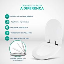 Assento Sanitário Poliéster Soft Close Smart Onix (preto Fosco) Para Vaso Celite Com Ferragem Preta
