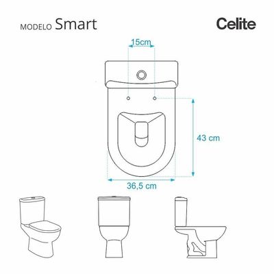 Assento Sanitário Poliéster Soft Close Smart Onix (preto Fosco) Para Vaso Celite Com Ferragem Preta