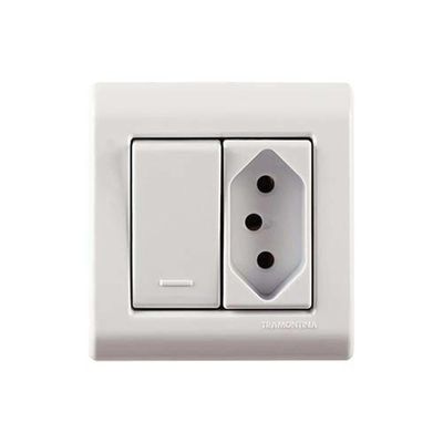 Interruptor Simples + Tomada 10a Tramontina Lizflex - Conjunto Elétrico