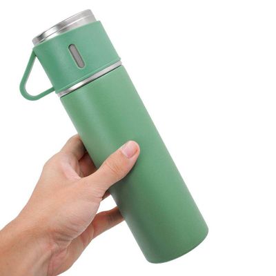 Garrafa Termica Com Copo Parede Dupla Inox Squeeze 500ml Verde