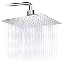 Chuveiro Ducha Quadrado Inox Area Externa Piscina Banheiro Modelo Curvado Prata