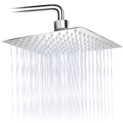 Chuveiro Ducha Quadrado Inox Area Externa Piscina Banheiro Modelo Curvado Prata