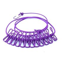 Linha Varal De Roupa De Secagem Multifuncional De 180cm Com 12 Clipes Roxo