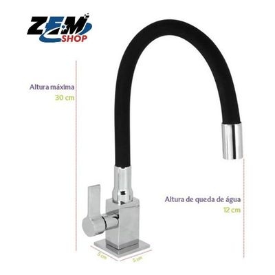 Torneira Cozinha Mesa-bancada-cuba Gourmet Silicone Black Acabamento Brilhante Cor Preto
