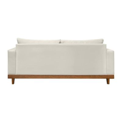 Kit 2 Poltronas Living + Sofá 3 Lugares Base Madeira Suede Bege