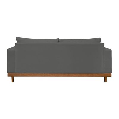 Sofá Living 2 Lugares Suede Resistente Madeira + Almofadas Cinza