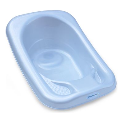 Banheira Bebê 32 Lts Valvula Água Perolado Plastibrasil Cor Azul Lisa
