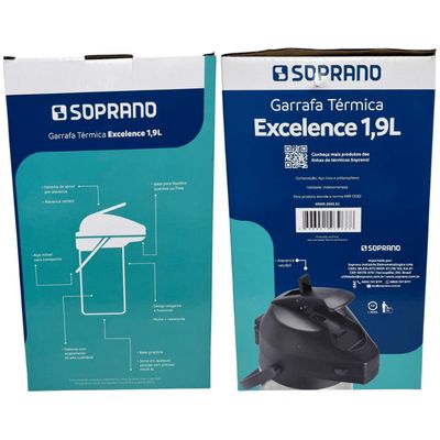 Garrafa Termica Pressão Inox Soprano Excelence 1,9 Lt