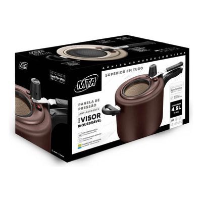 Panela De Pressão Antiaderente Com Visor Grafite 4,5 Litros Mta