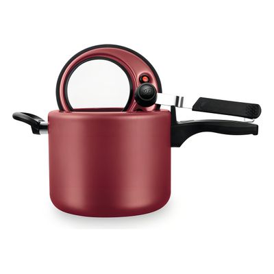Panela De Pressão Antiaderente Cor Vermelho 4,5l C/visor Mta Cor Cereja