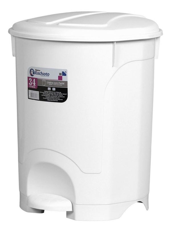 Lixeira Com Pedal Branca 34lts